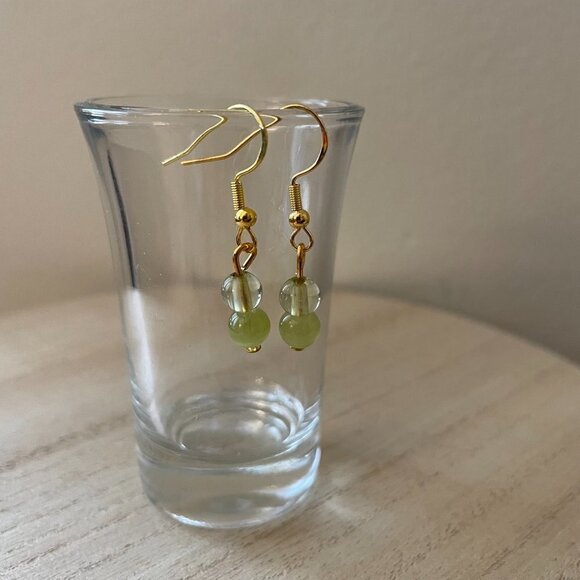 Lime Green Beaded Earrings - Picture 1 of 1